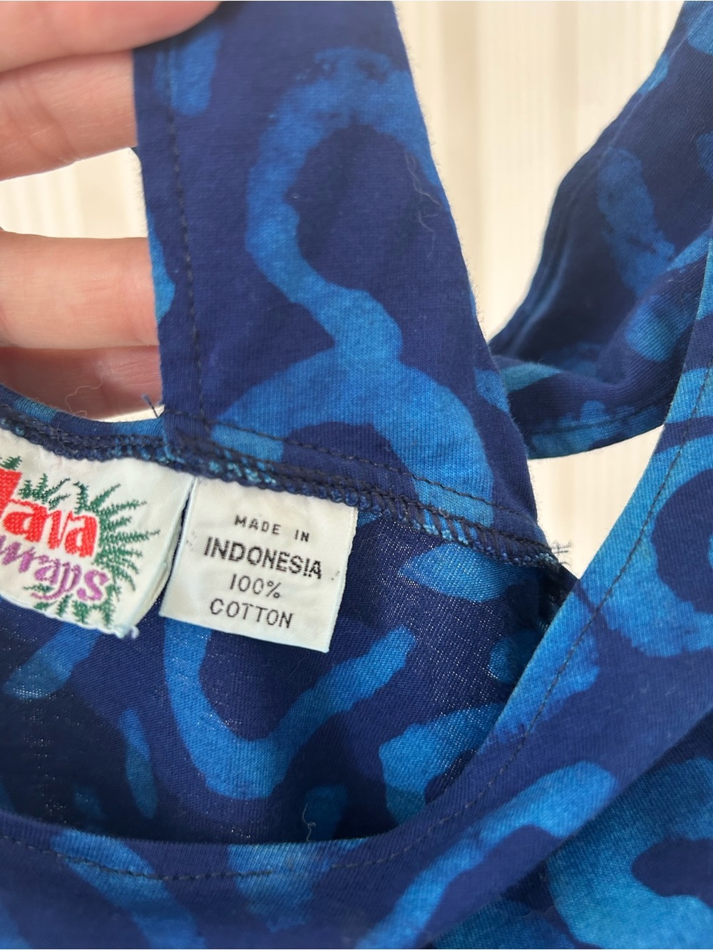 Java Wraps VTG Cobalt & Royal Blue Batik Print Jumpsuit Romper Size Medium Boho - Picture 7 of 10